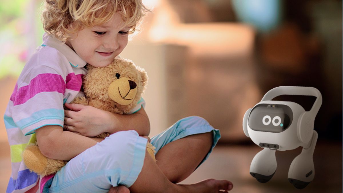LG’s smart home AI agent on floor next to a child
