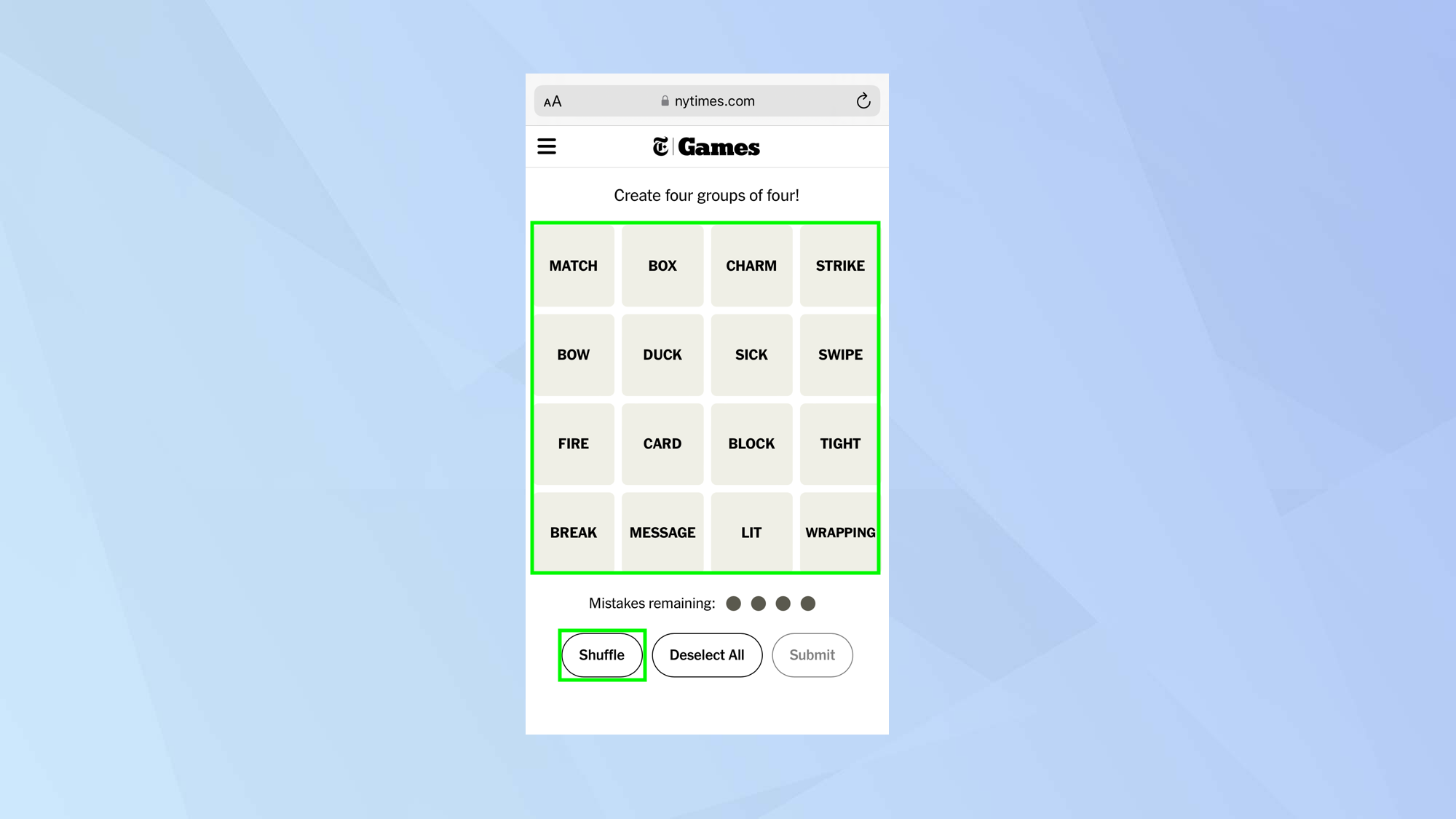 איך לשחק NYT Connections