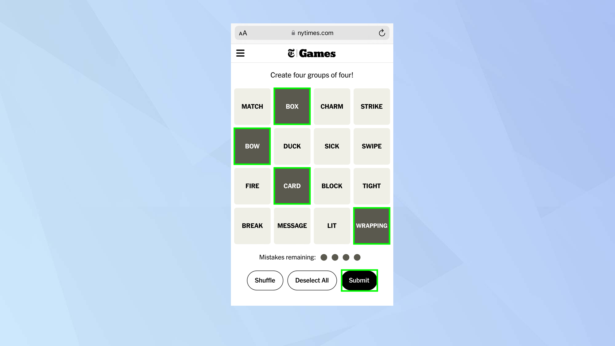 איך לשחק NYT Connections