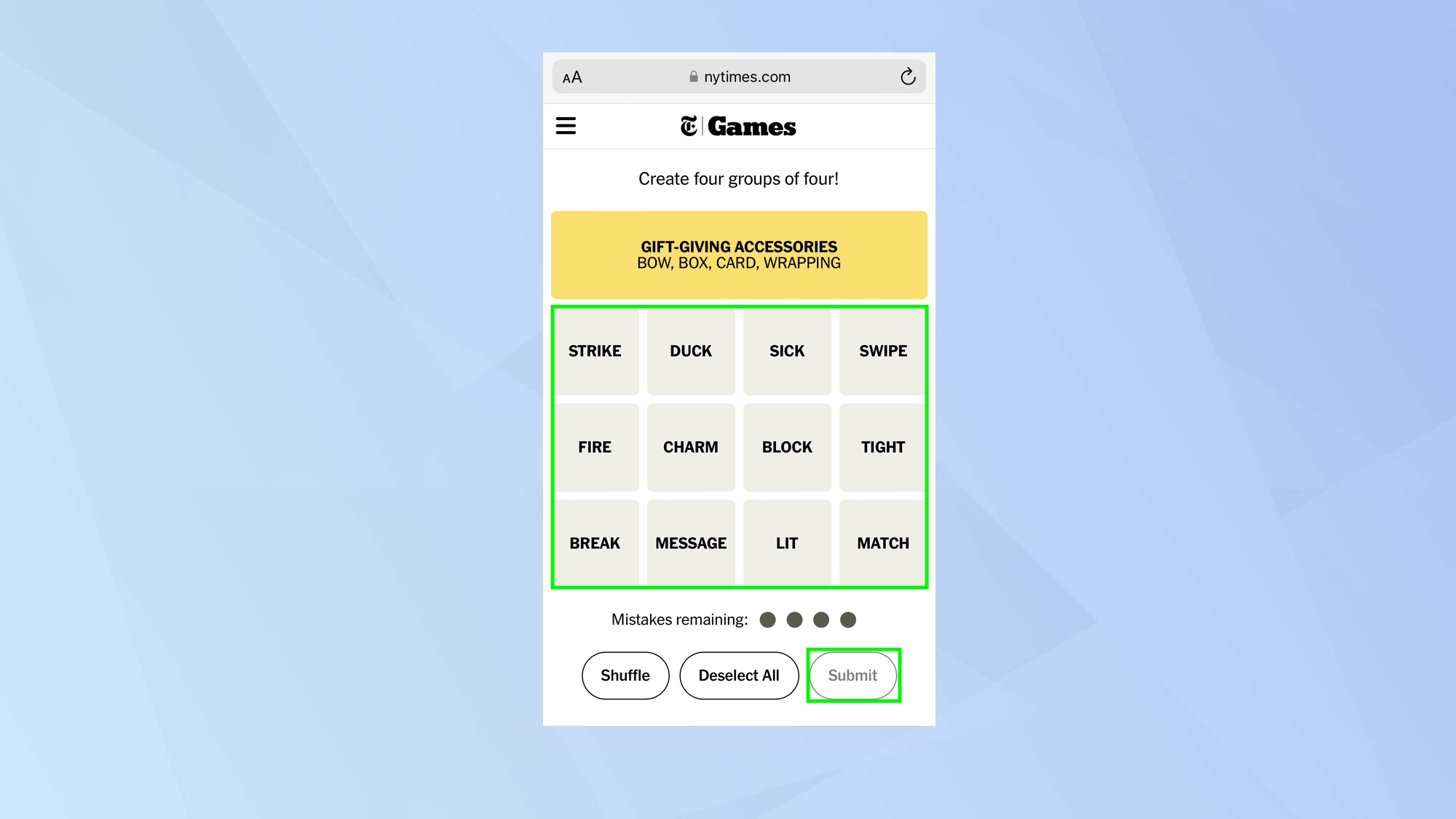 איך לשחק NYT Connections