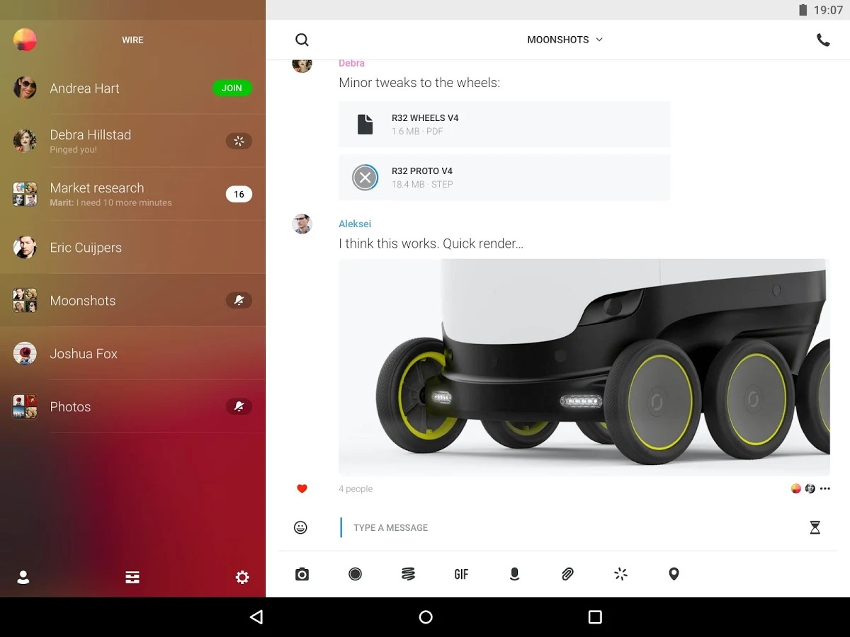 החלופות הטובות ביותר לוואטסאפ: צילום מסך של אפליקציית חוט