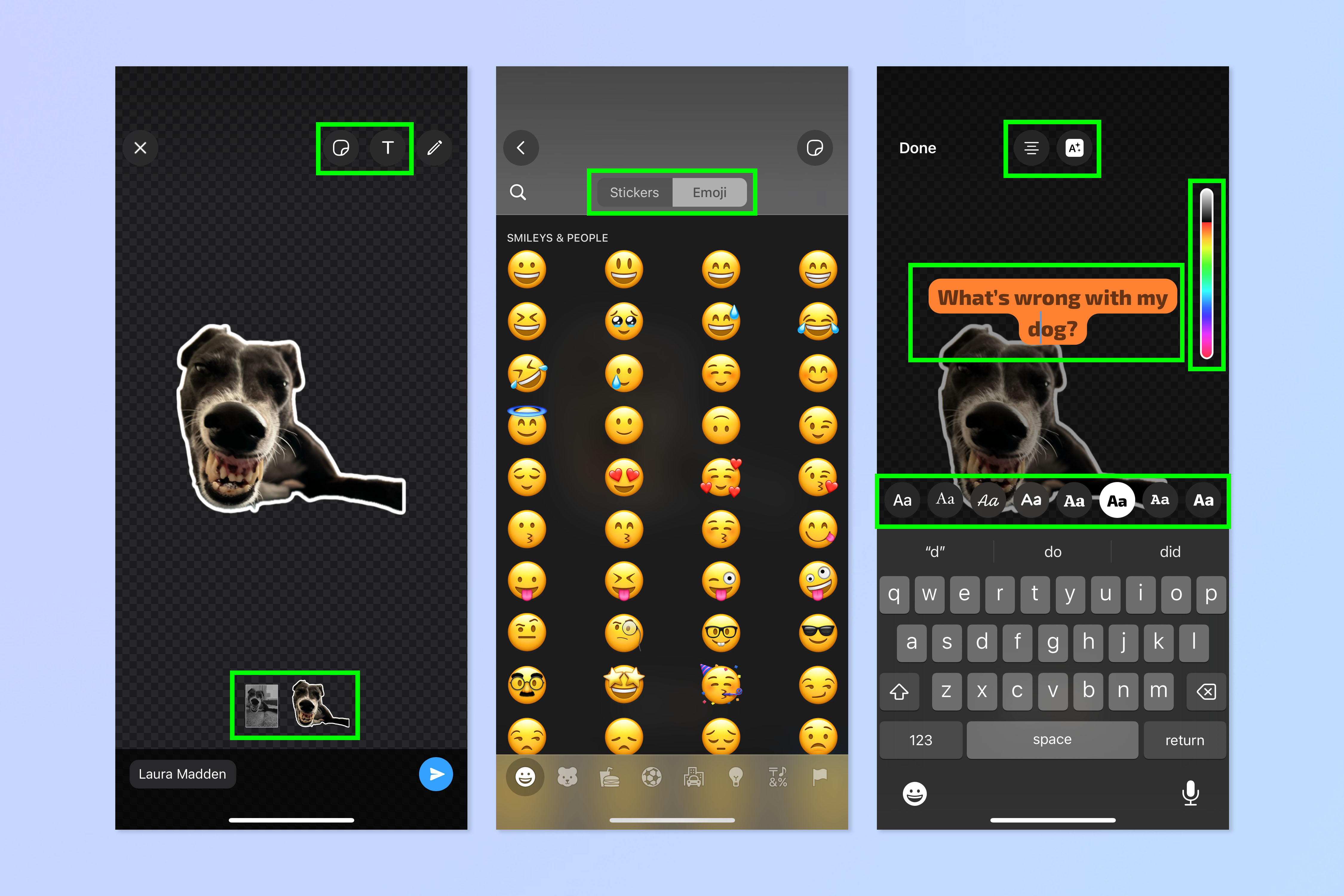 צילום מסך המראה כיצד להשתמש ב- WhatsApp Sticker Creator ב-iOS