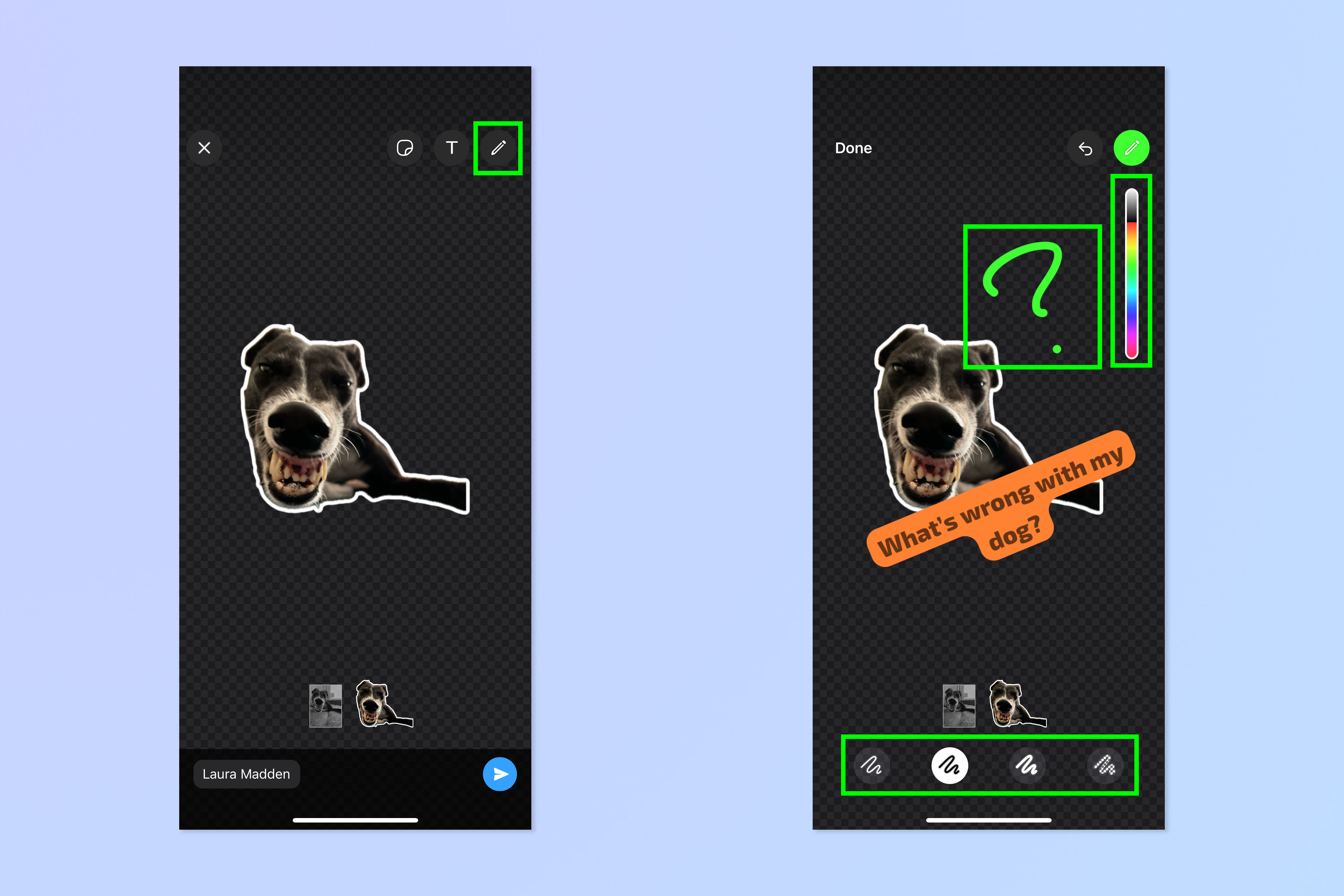 צילום מסך המראה כיצד להשתמש ב- WhatsApp Sticker Creator ב-iOS