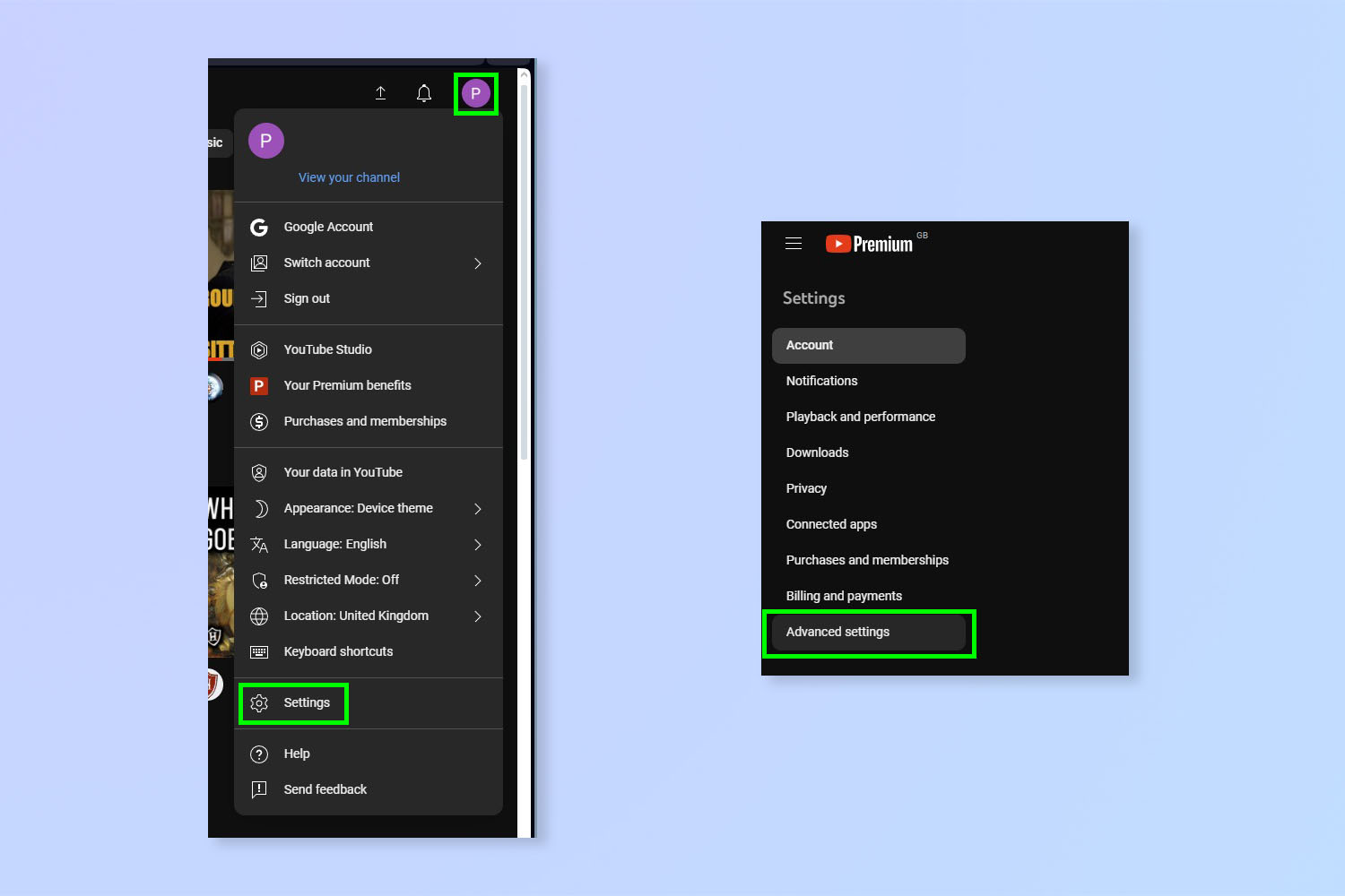 צילום מסך המראה כיצד לשחק משחקים ביוטיוב באמצעות דפדפן מחשב
