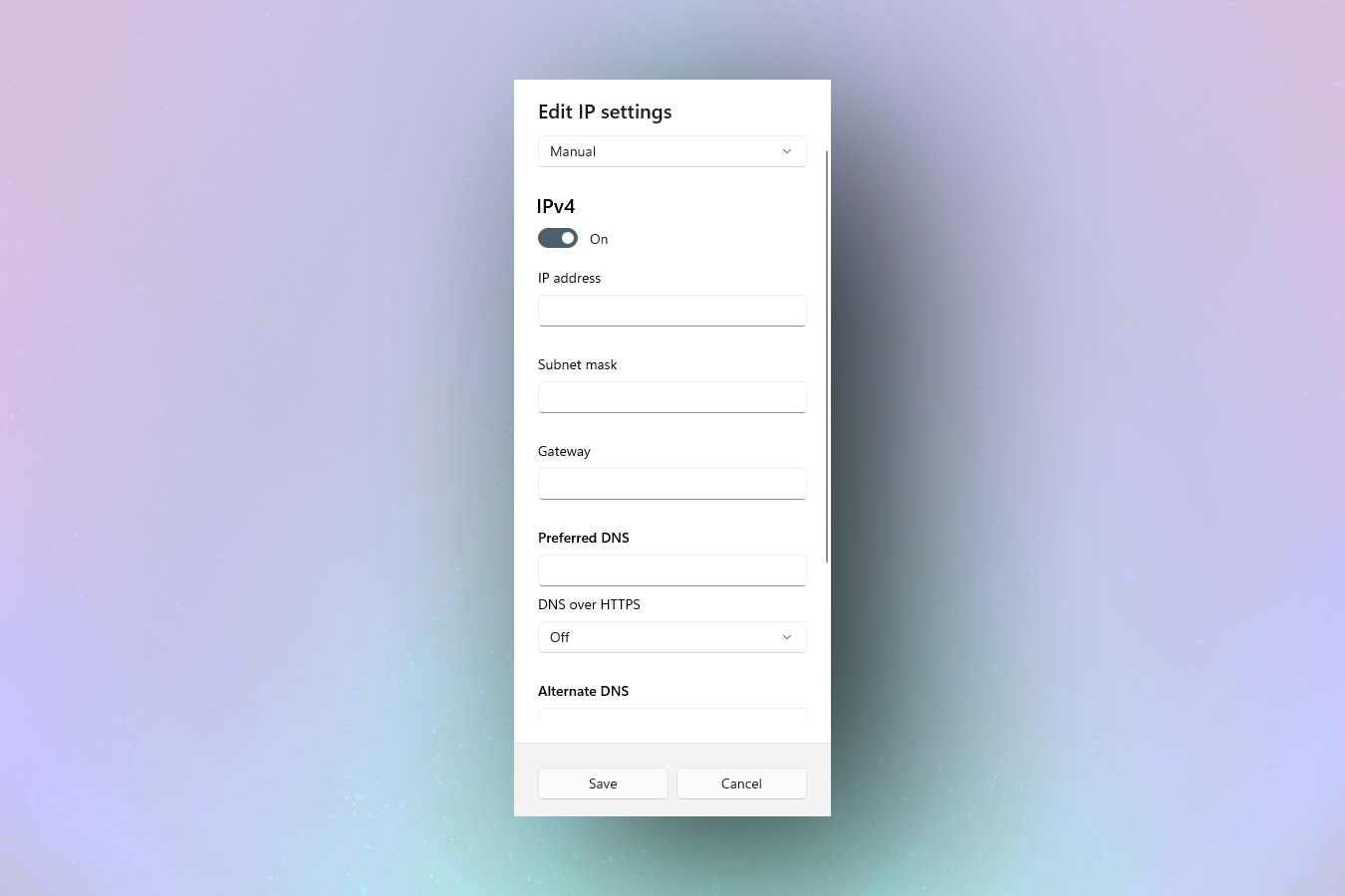צילום מסך המציג את תפריט הרשת והאינטרנט של Windows