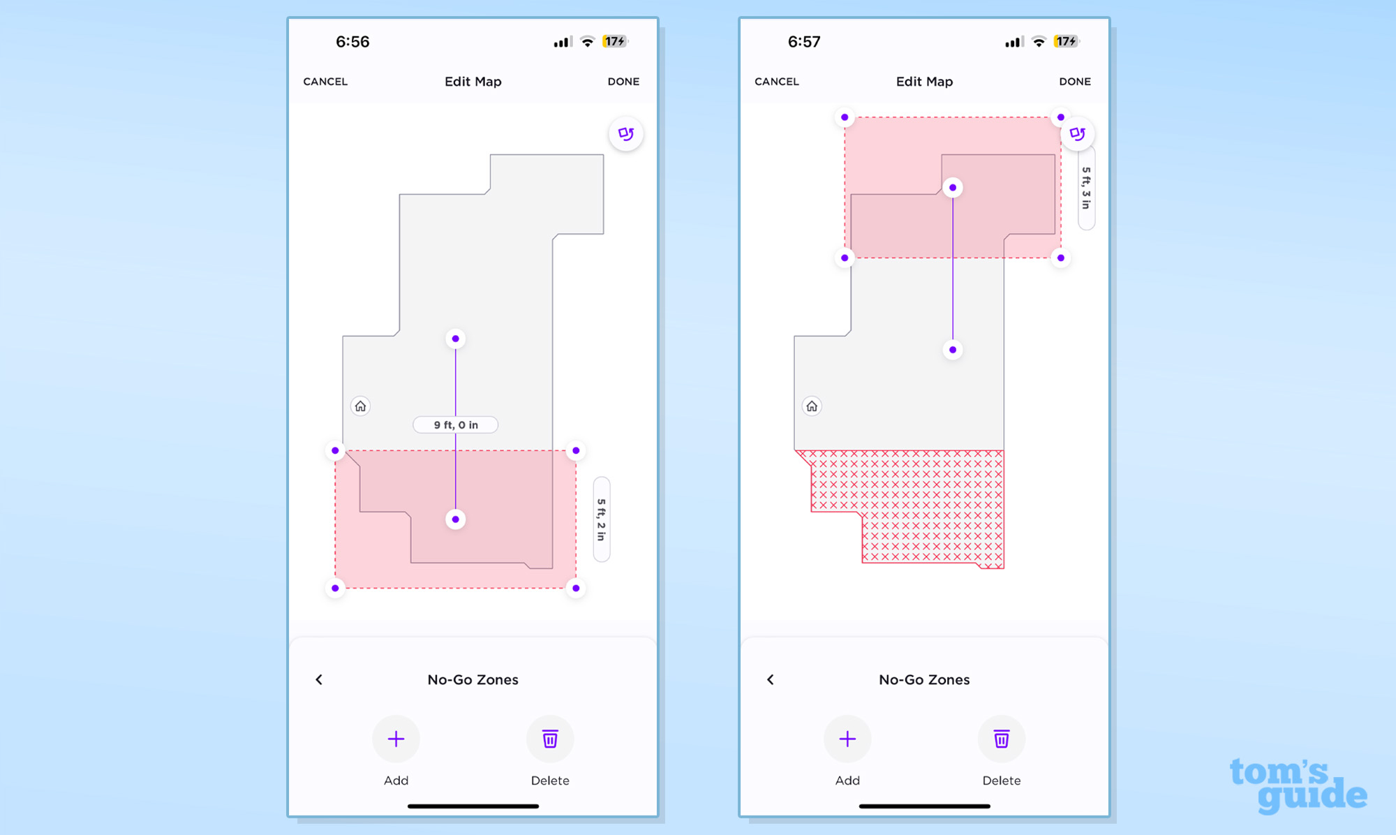 אפליקציית Shark IQ אזורי no go