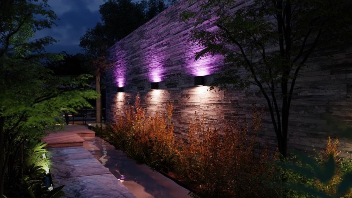Philips Hue Dymera smart lights on exterior wall
