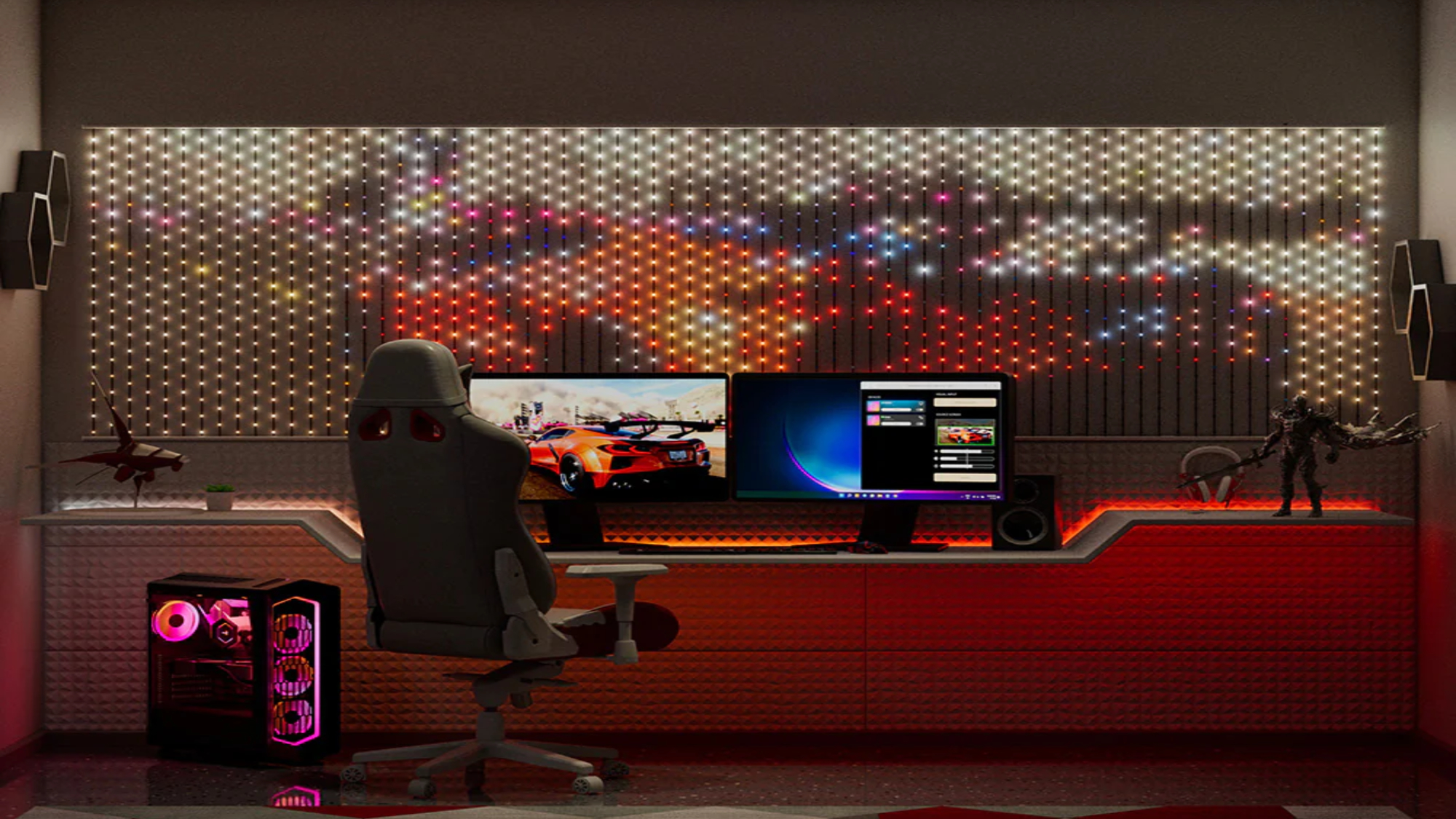 משחק וידאו מראות וילון חכם נוצץ