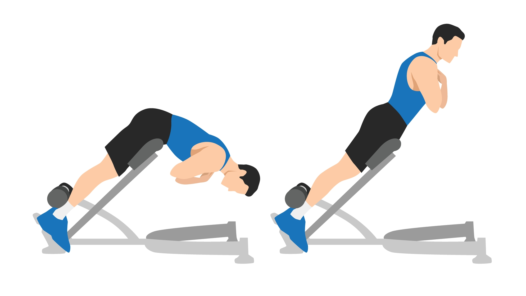 תמונה מאוירת של מישהו מבצע הארכת גב כיסא רומאי