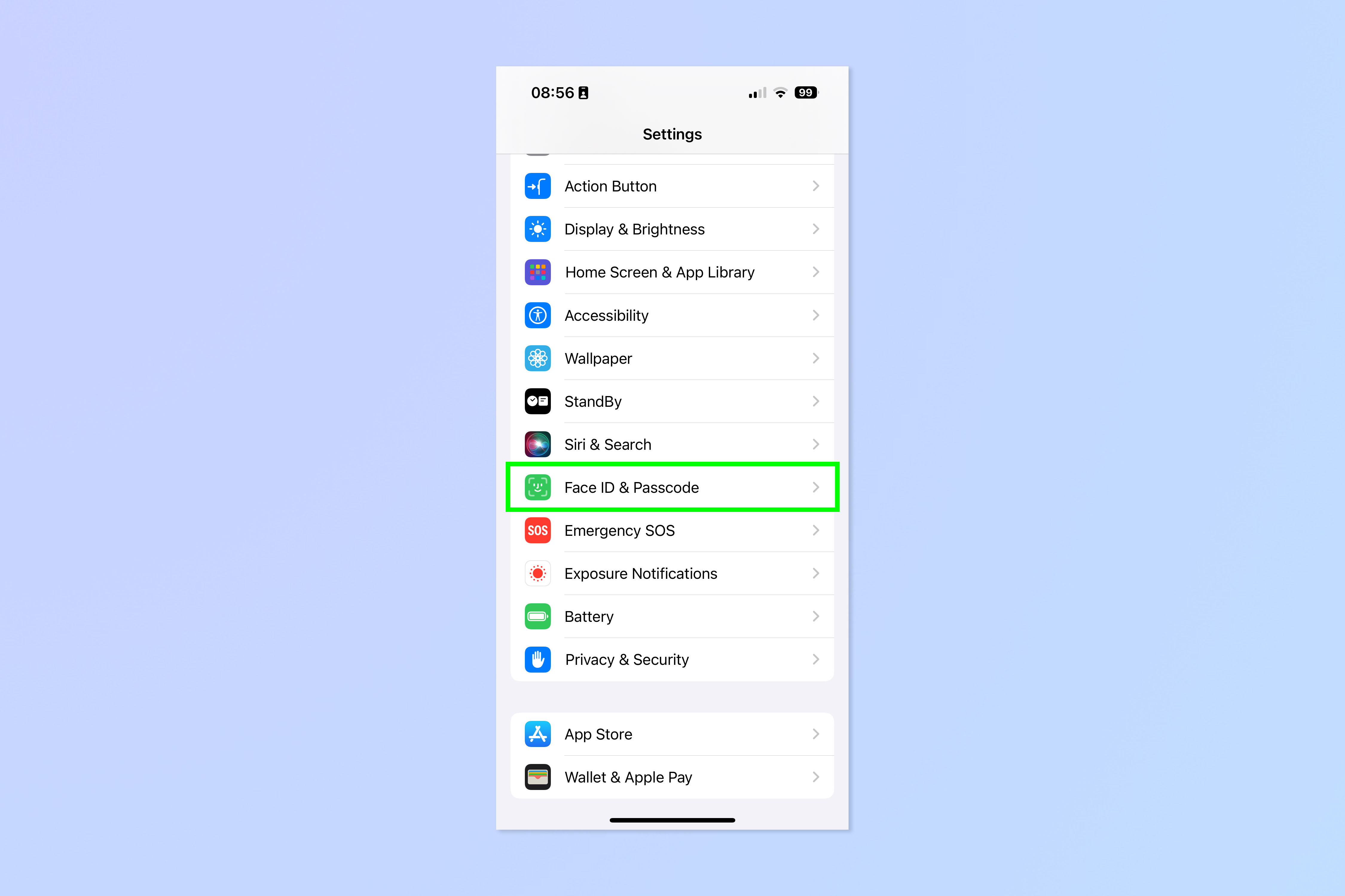 צילום מסך המראה כיצד להפעיל ולהשבית את הגנת מכשיר גנוב באייפון