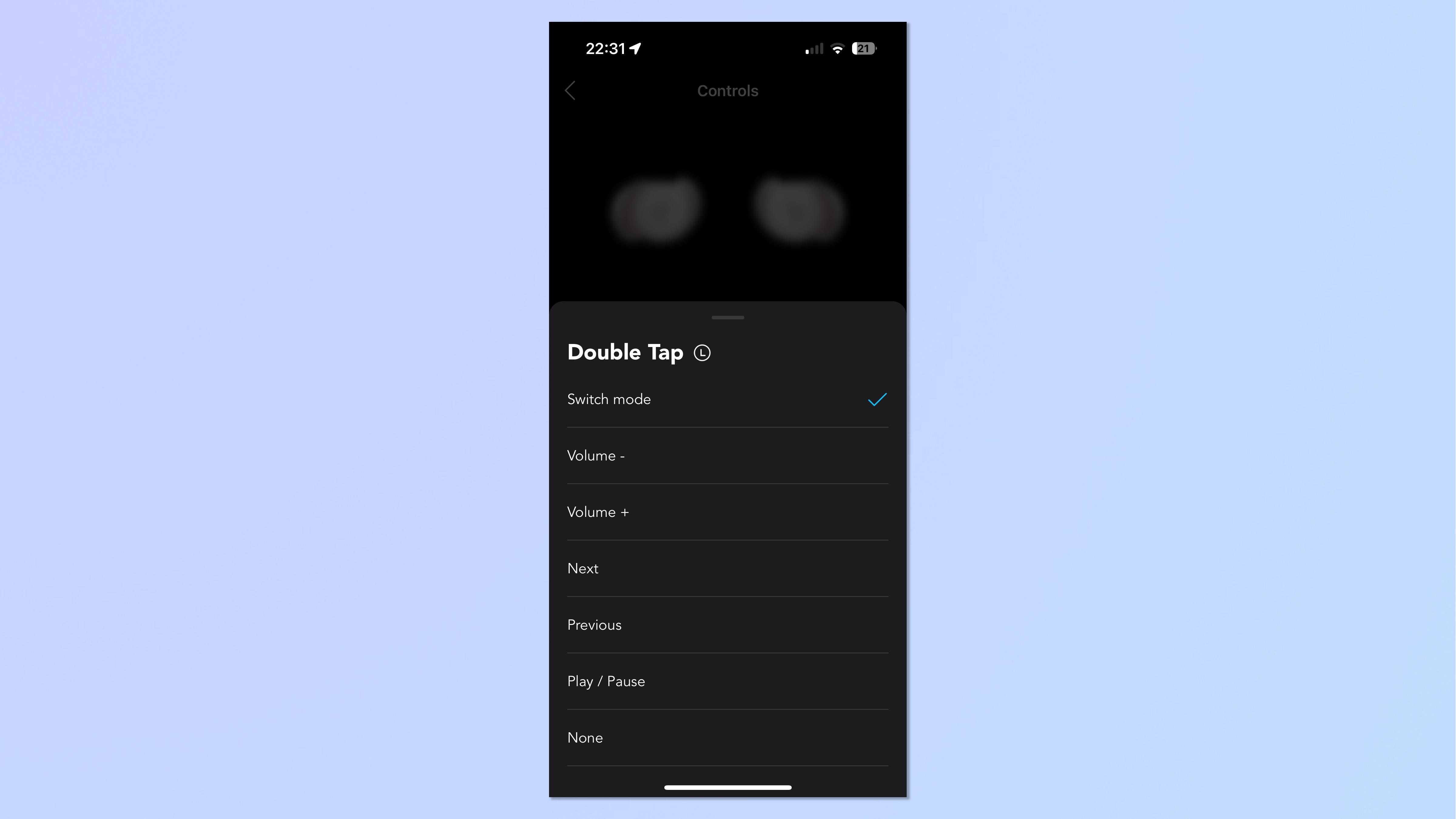 צילום מסך של אפליקציית Soundcore המשמשת לשינוי הגדרות Sleep A20