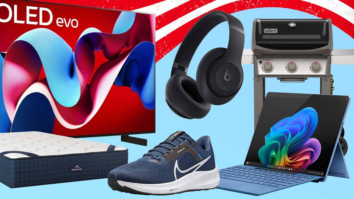 Photo of LG C4 OLED, DreamCloud mattress, Nike Shoes, Beats headphones, Weber grill, and Surface Pro 11
