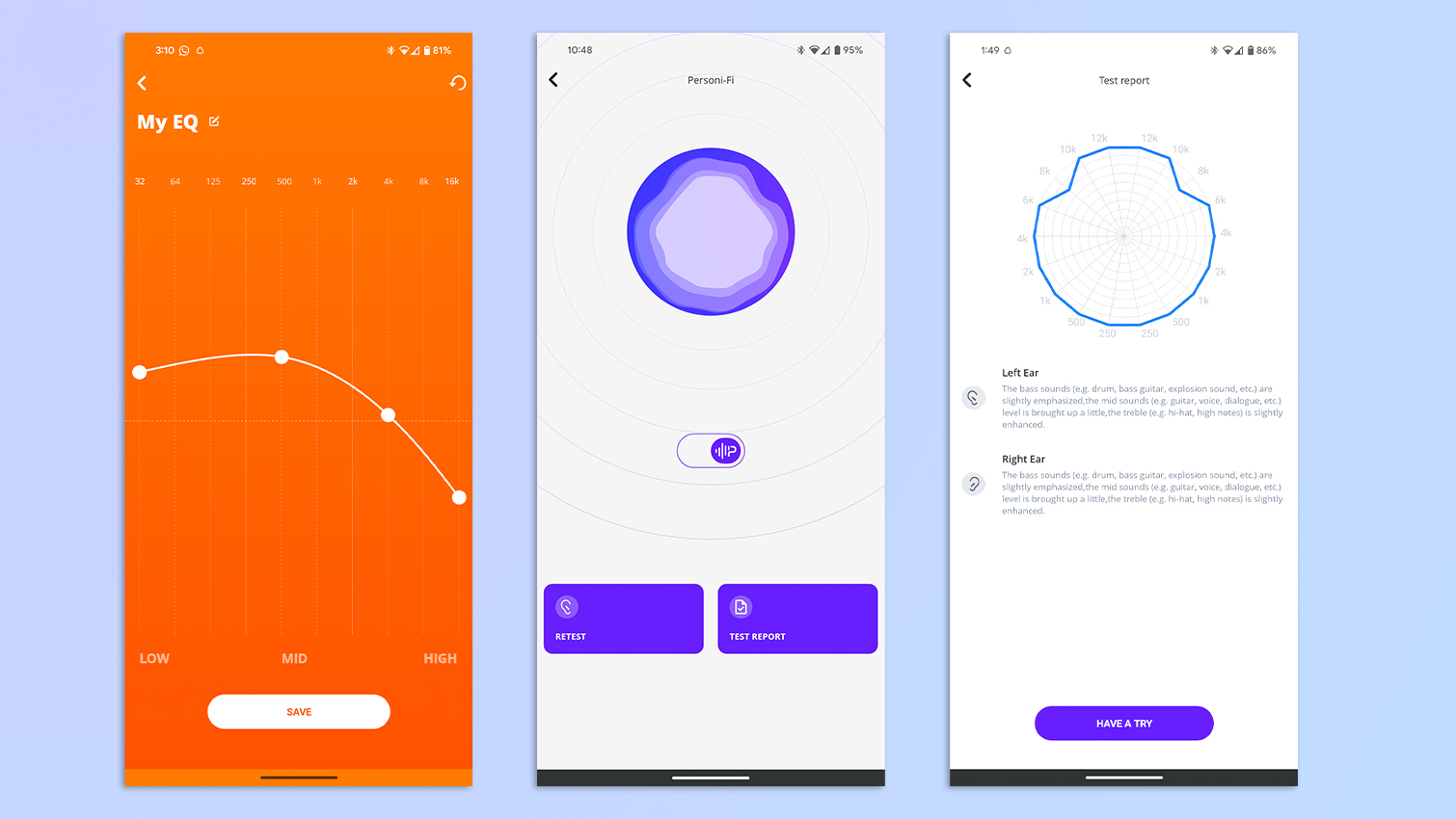 אוסף של צילומי מסך המציגים את אפליקציית האוזניות JBL ב-Google Pixel 7 Pro