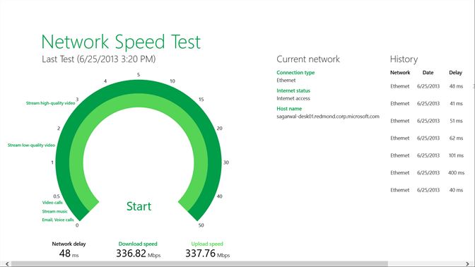 תמונת מסך של Microsoft Store של אפליקציית בדיקת מהירות רשת