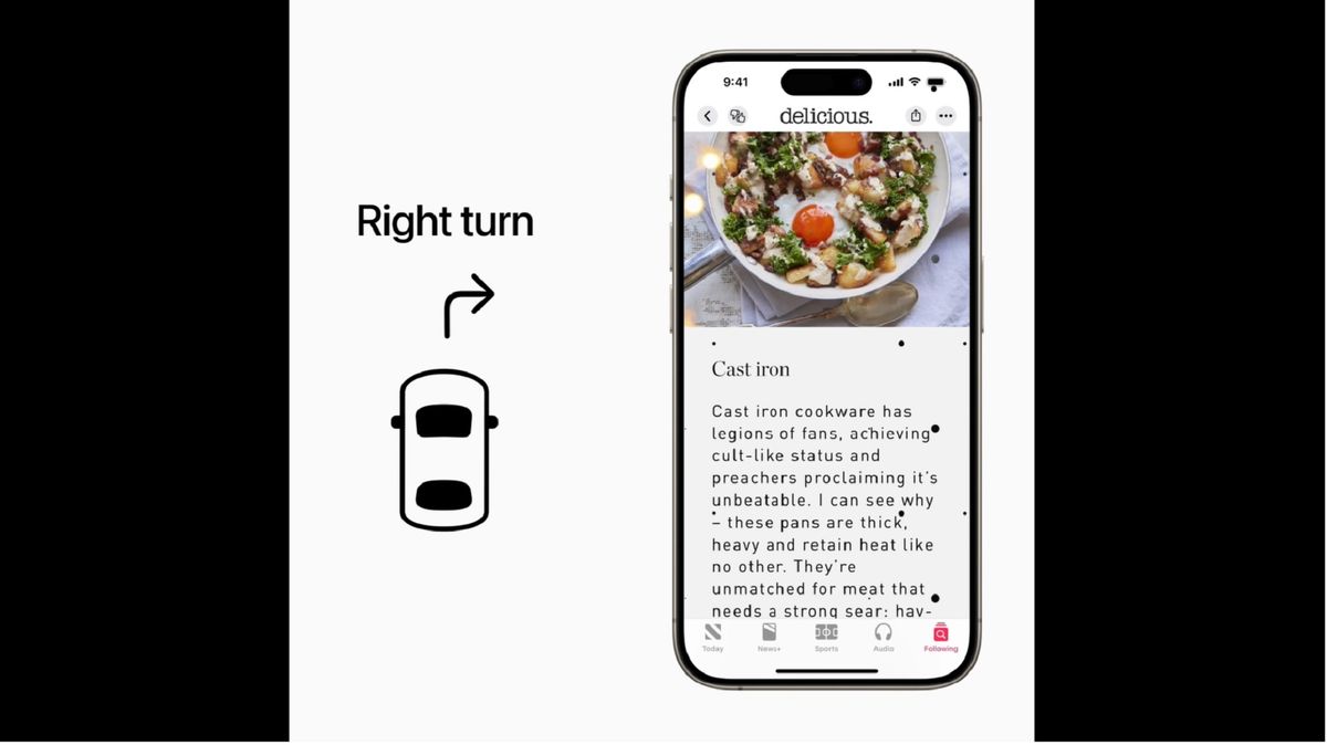 Screenshot from Apple animation for Vehicle Motion Cues