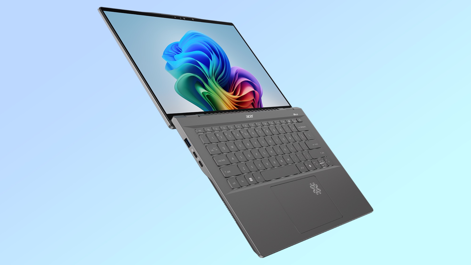 מחשב נייד Acer Swift 14 AI על רקע צהבהב