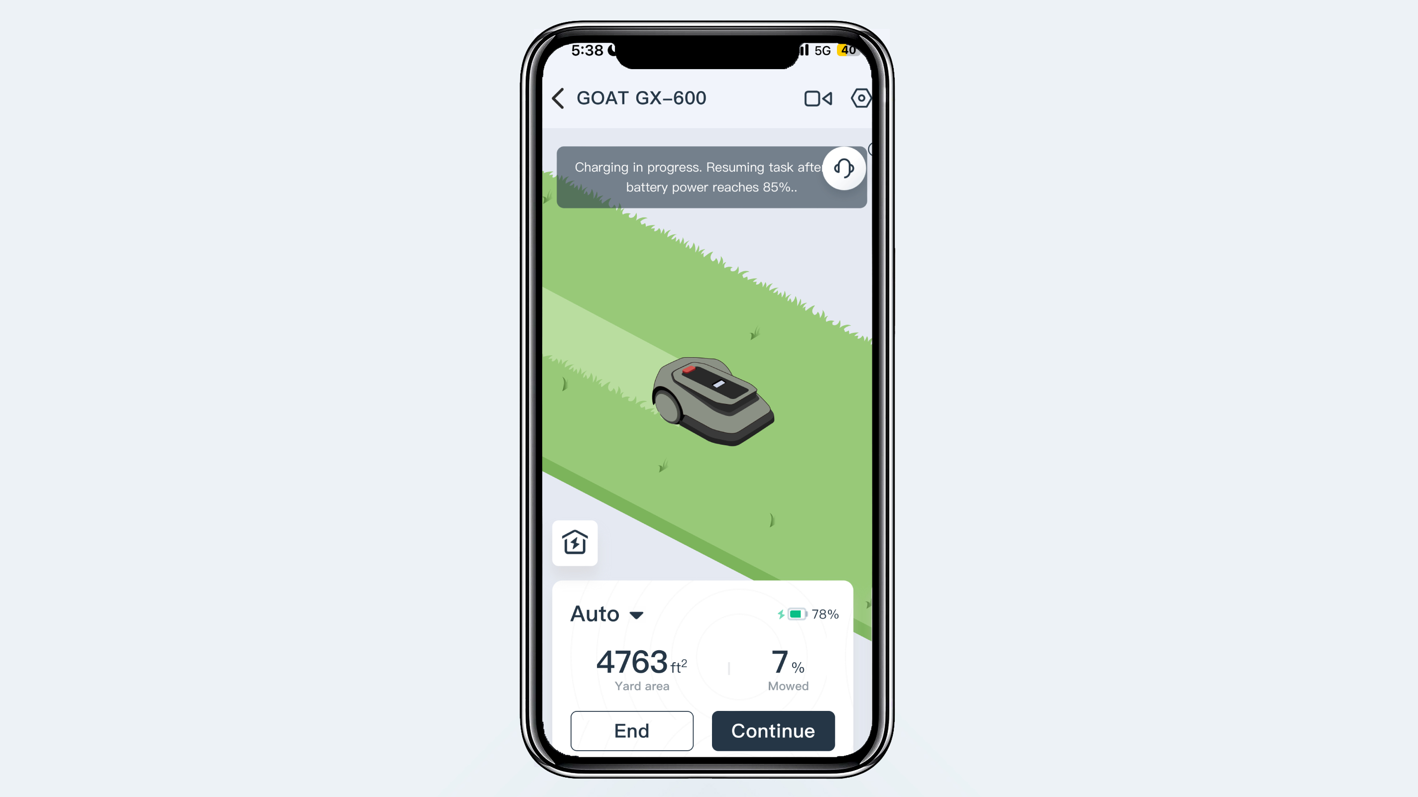 אפליקציית מכסחת דשא רובוטית Ecovacs GOAT באייפון
