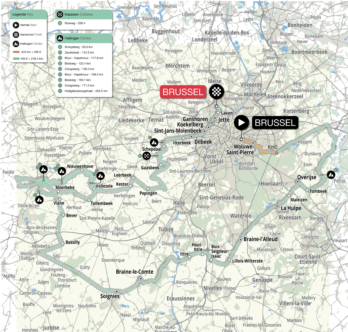 מפת המסלולים של Brussels Cycling Classic 2024