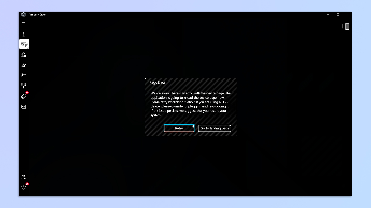 צילום מסך של תוכנת ארמורי ארגז הפתוחה במחשב נייד של Windows 11