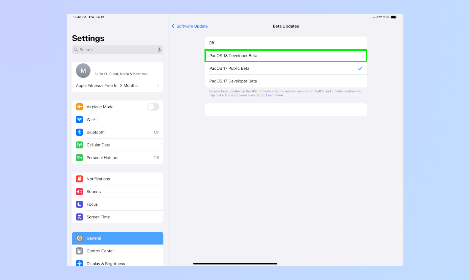 בטא למפתחים של iPadOS 18