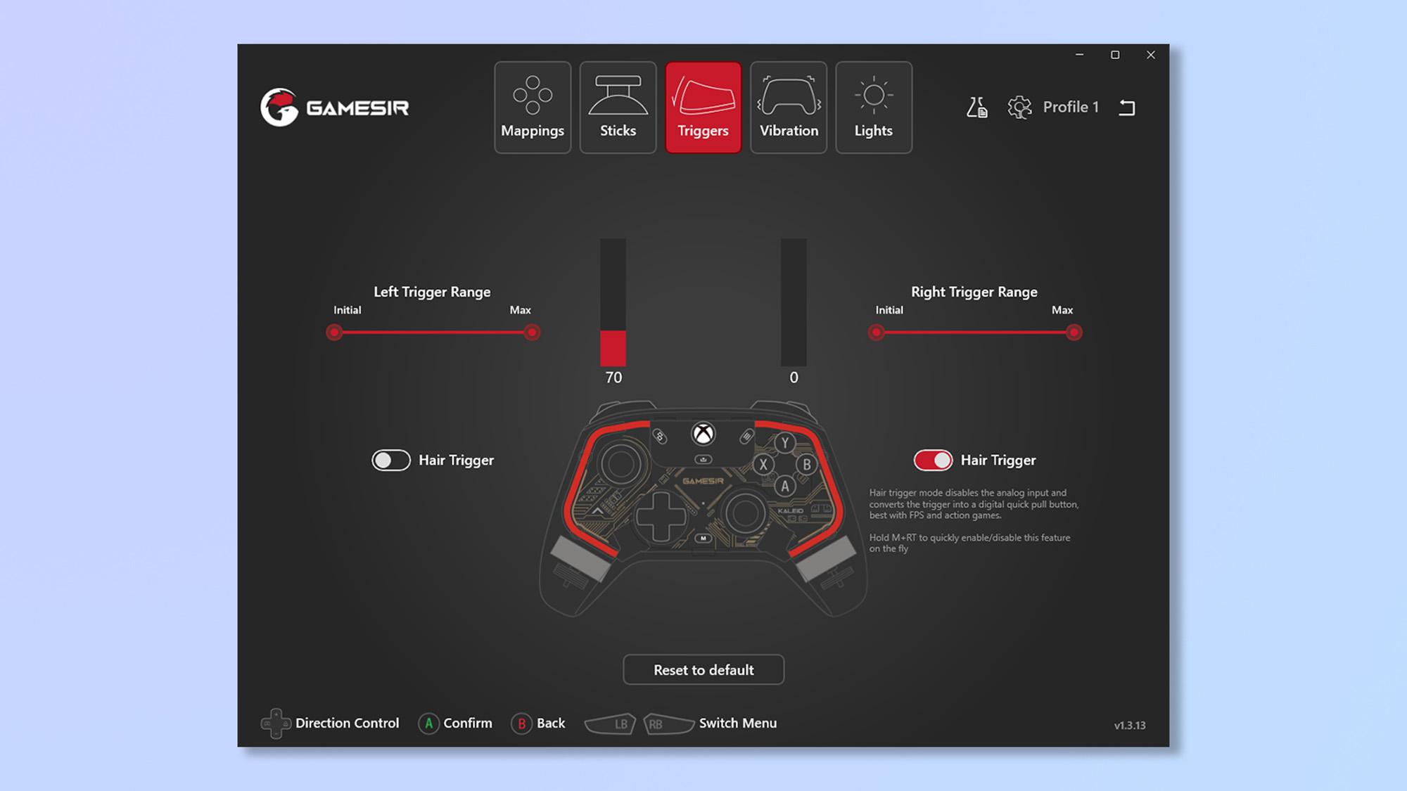 צילום מסך של אפליקציית GameSir Nexus