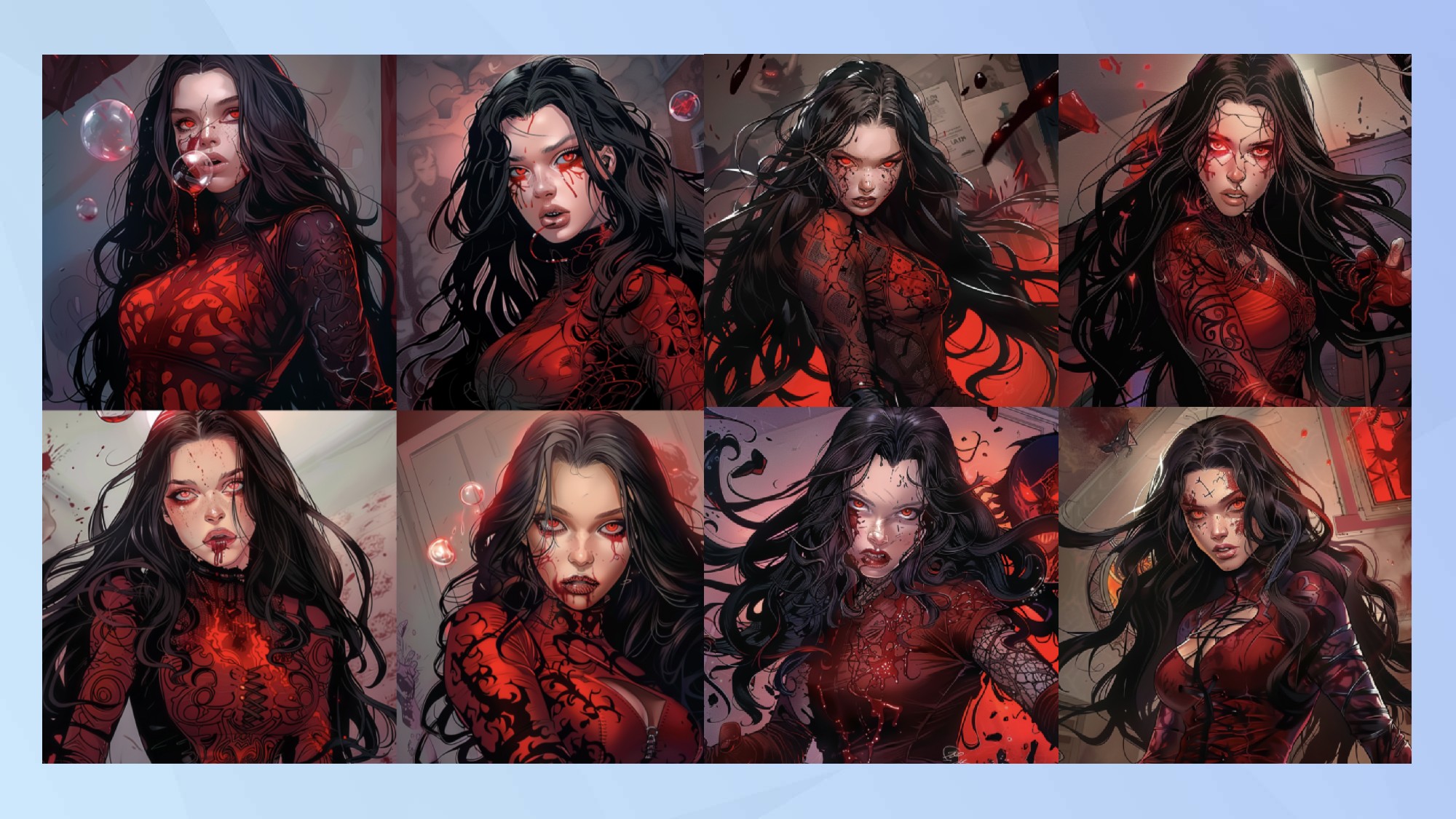 סדרה של תמונות גיבור שנוצרו עבור רצועת הקומיקס