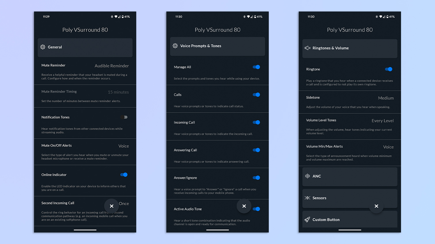 אוסף של צילומי מסך המציגים את אפליקציית Poly Lens באנדרואיד