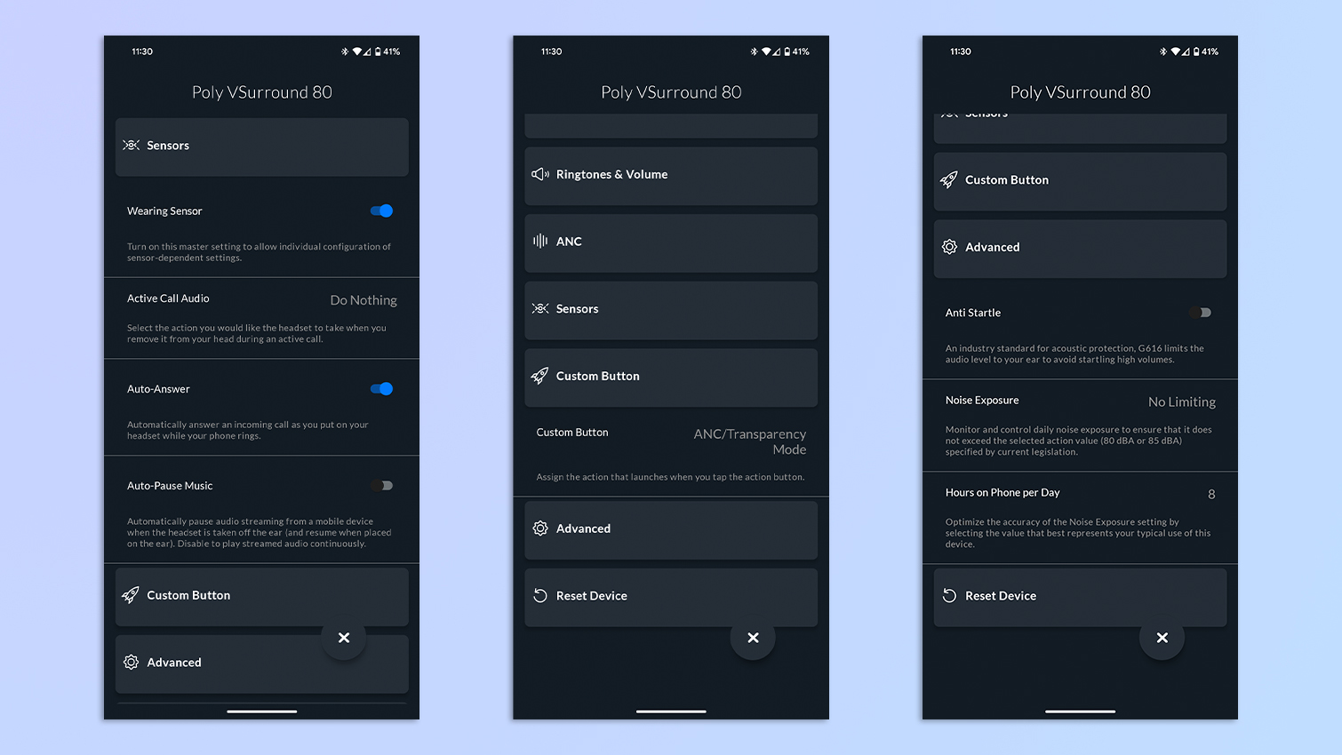 אוסף של צילומי מסך המציגים את אפליקציית Poly Lens באנדרואיד