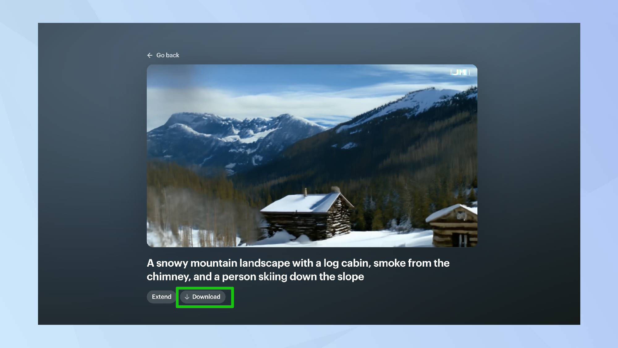 לחצן הורדת הווידאו של Luma Dream Machine מודגש