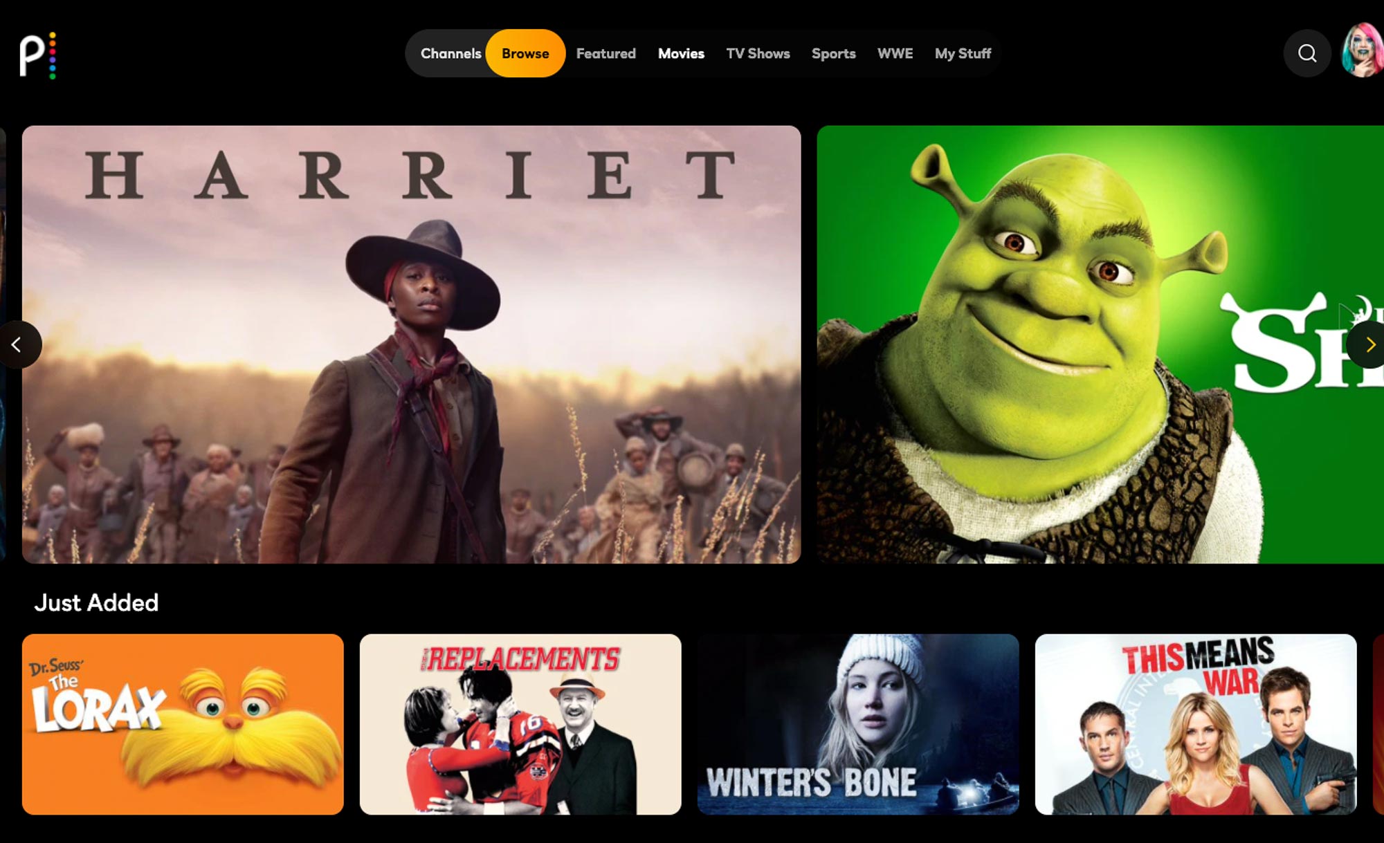 אפליקציית Peacock באינטרנט