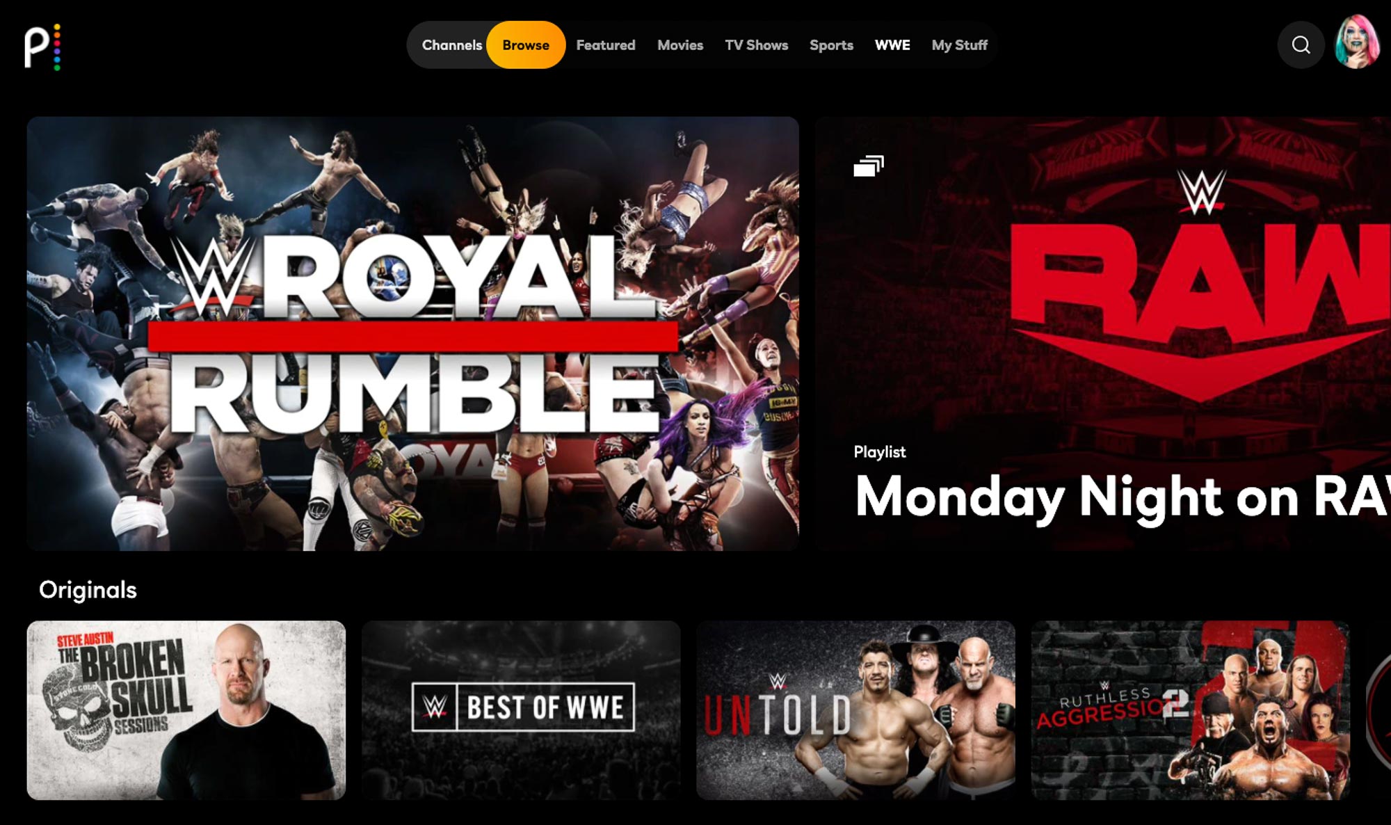 אפליקציית Peacock באינטרנט