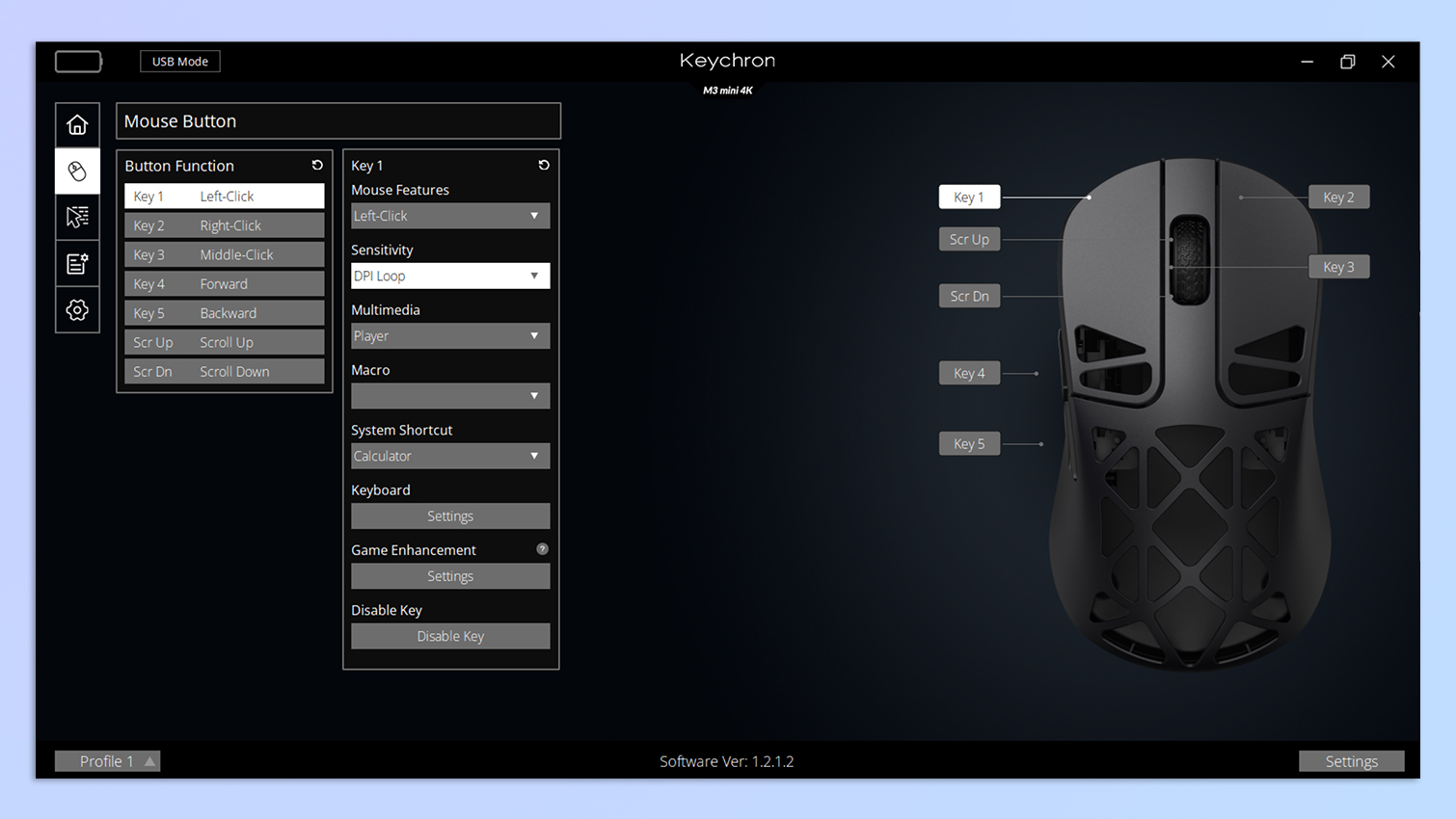 צילום מסך של תוכנת Keychron Engine הפתוחה במחשב נייד של Windows 11