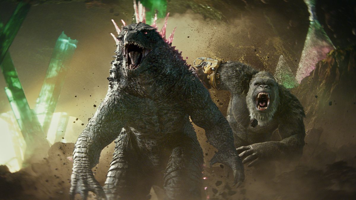 Godzilla and King Kong running next to one another in