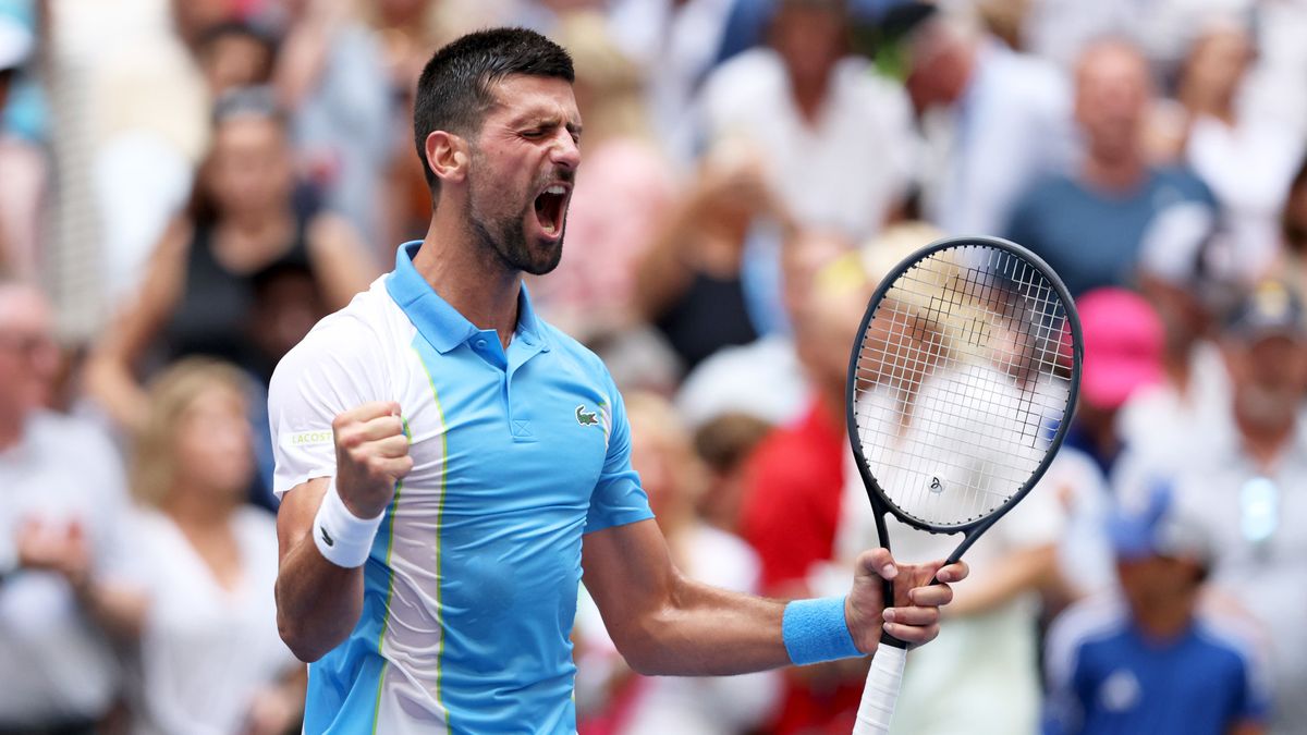 Novak Djokovic celebrates at Flushing Meadows ahead of the Djokovic vs Ruud live stream