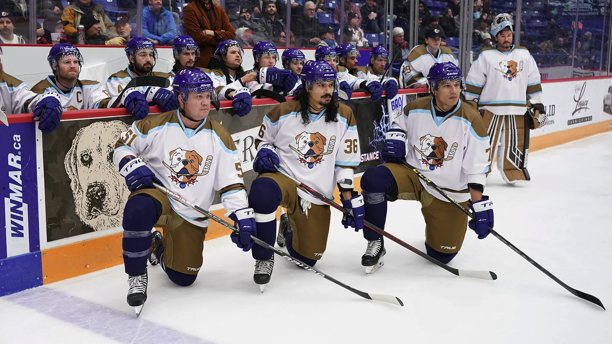 Scene from US ice hockey drama TV series Shoresy season 3