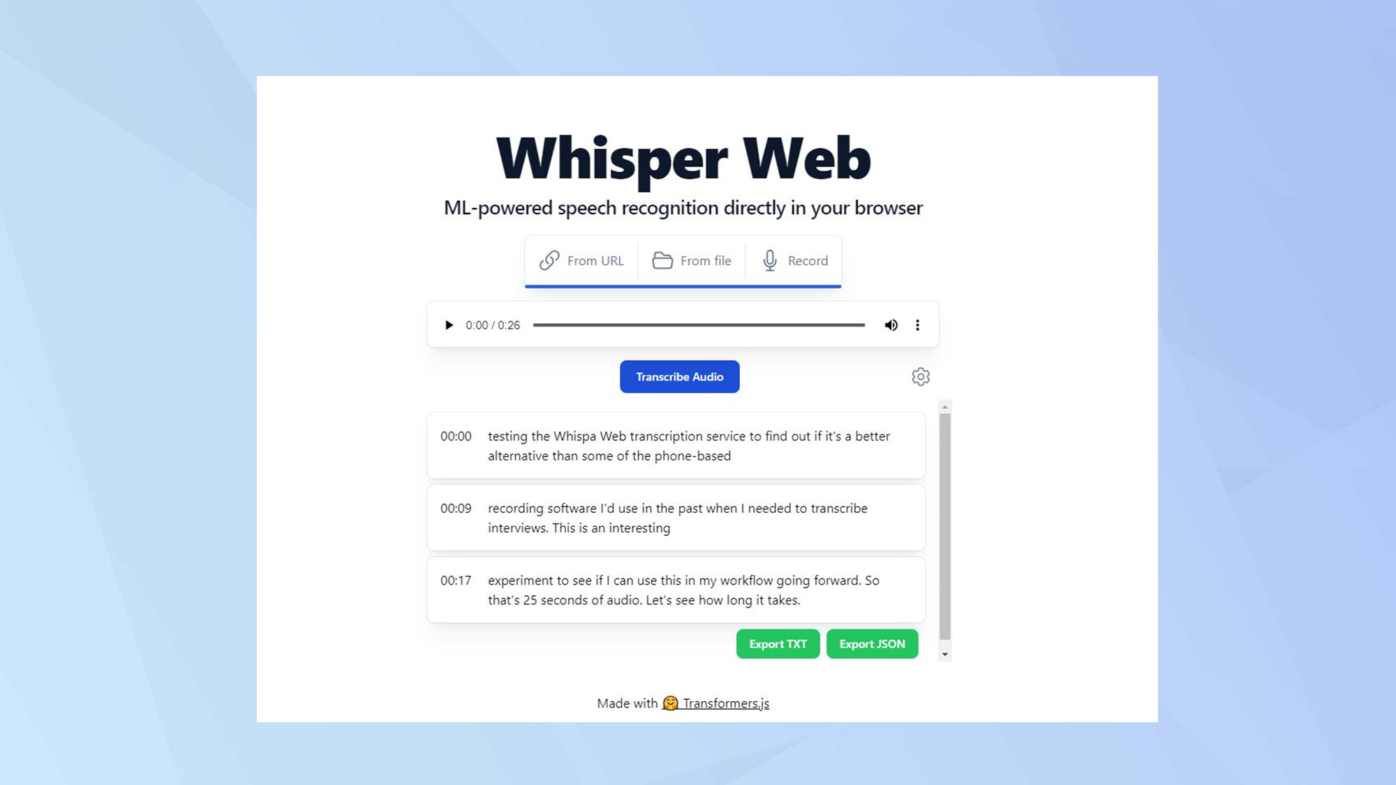 קובץ הבדיקה של Whisper Web 1