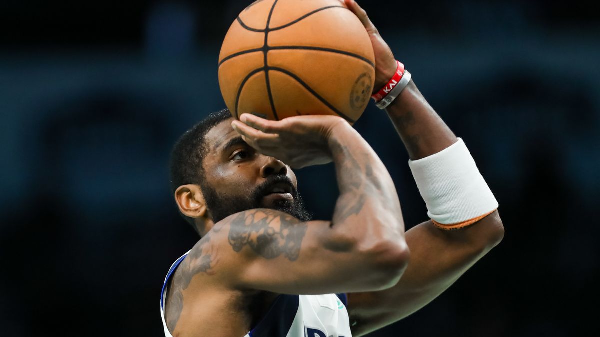 Kyrie Irving shoots a free throw