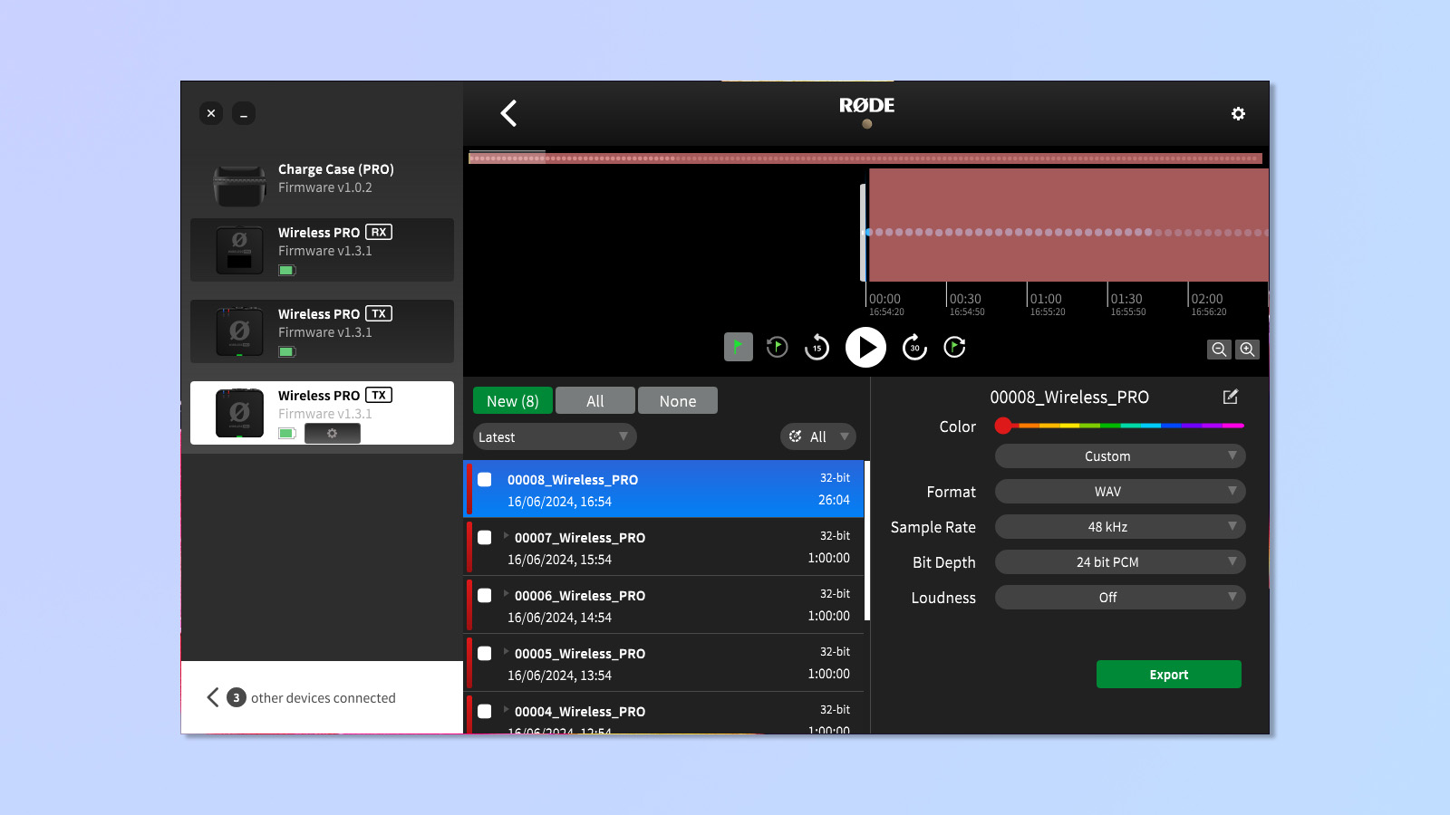 צילום מסך של אפליקציית Rode Central Desktop בשימוש במחשב Windows
