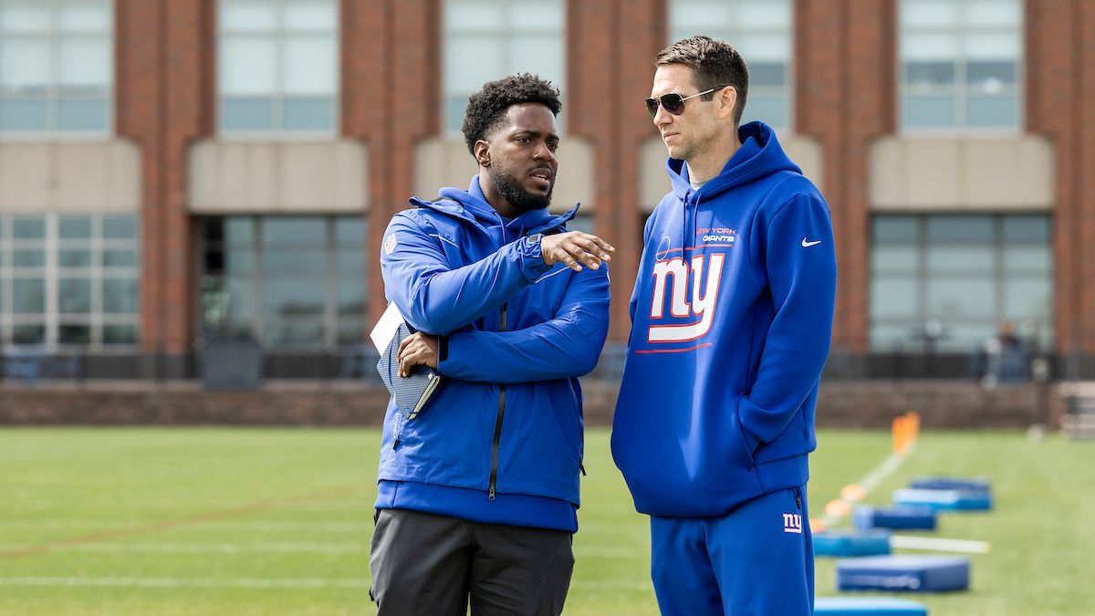Assistant General Manager Brandon Brown and Senior Vice President and General Manager Joe Schoen, of the New York Giants for HBO