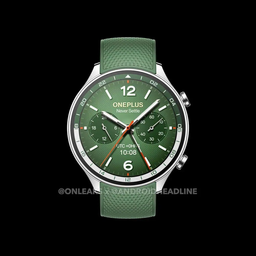 OnePlus Watch 2R בצבע ירוק, ישר, תמונה דלפה