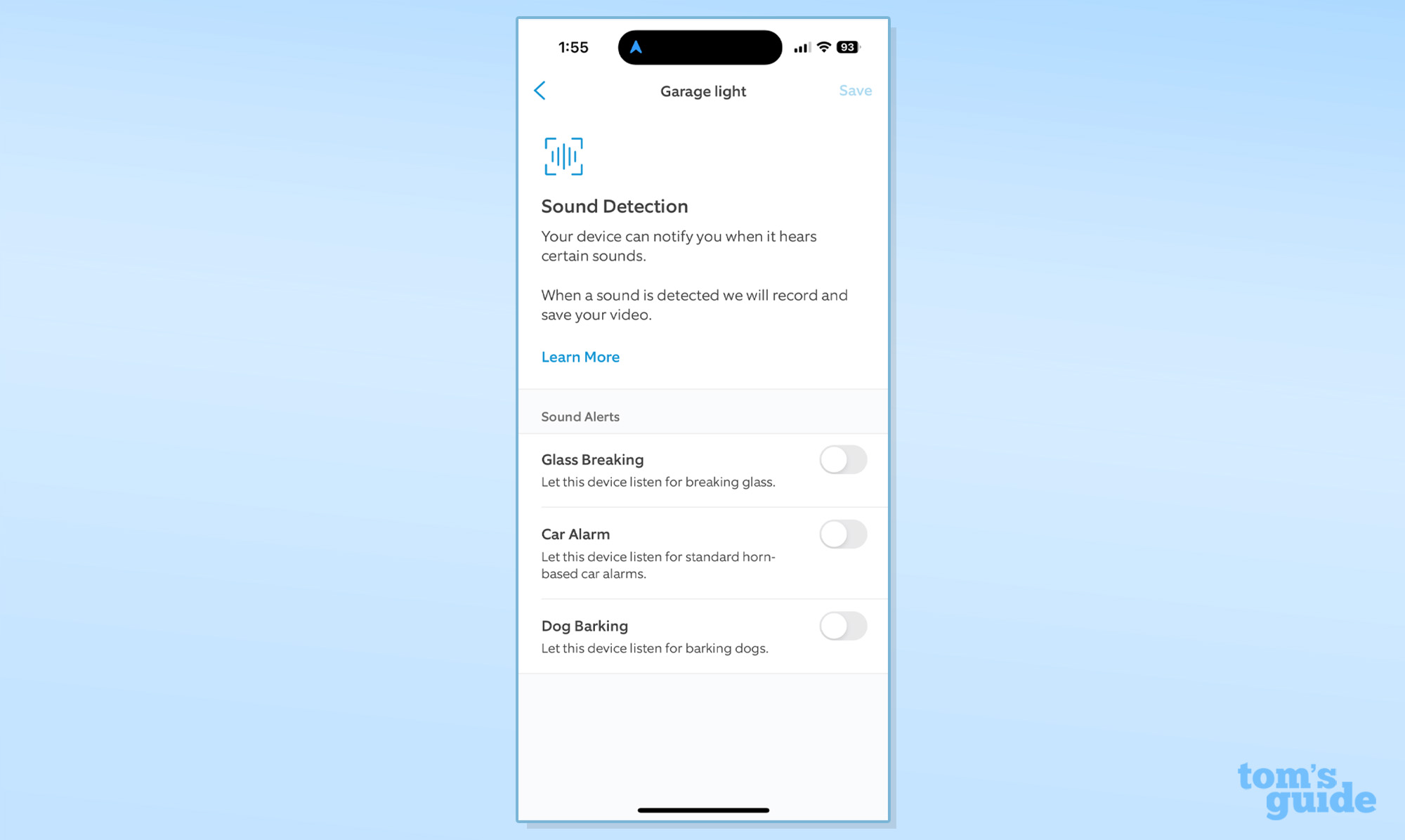צילום מסך של אפליקציית Ring Floodlight Cam Pro