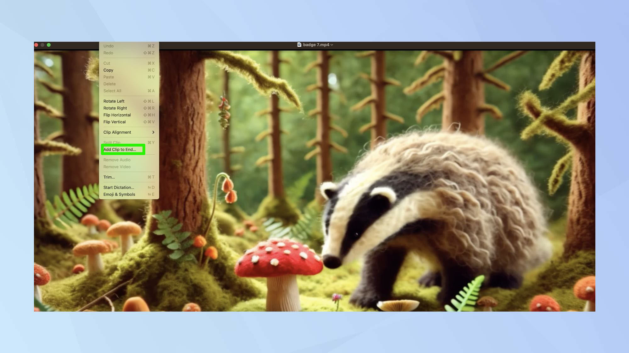 הוספת קליפים ב-QuickTime Player