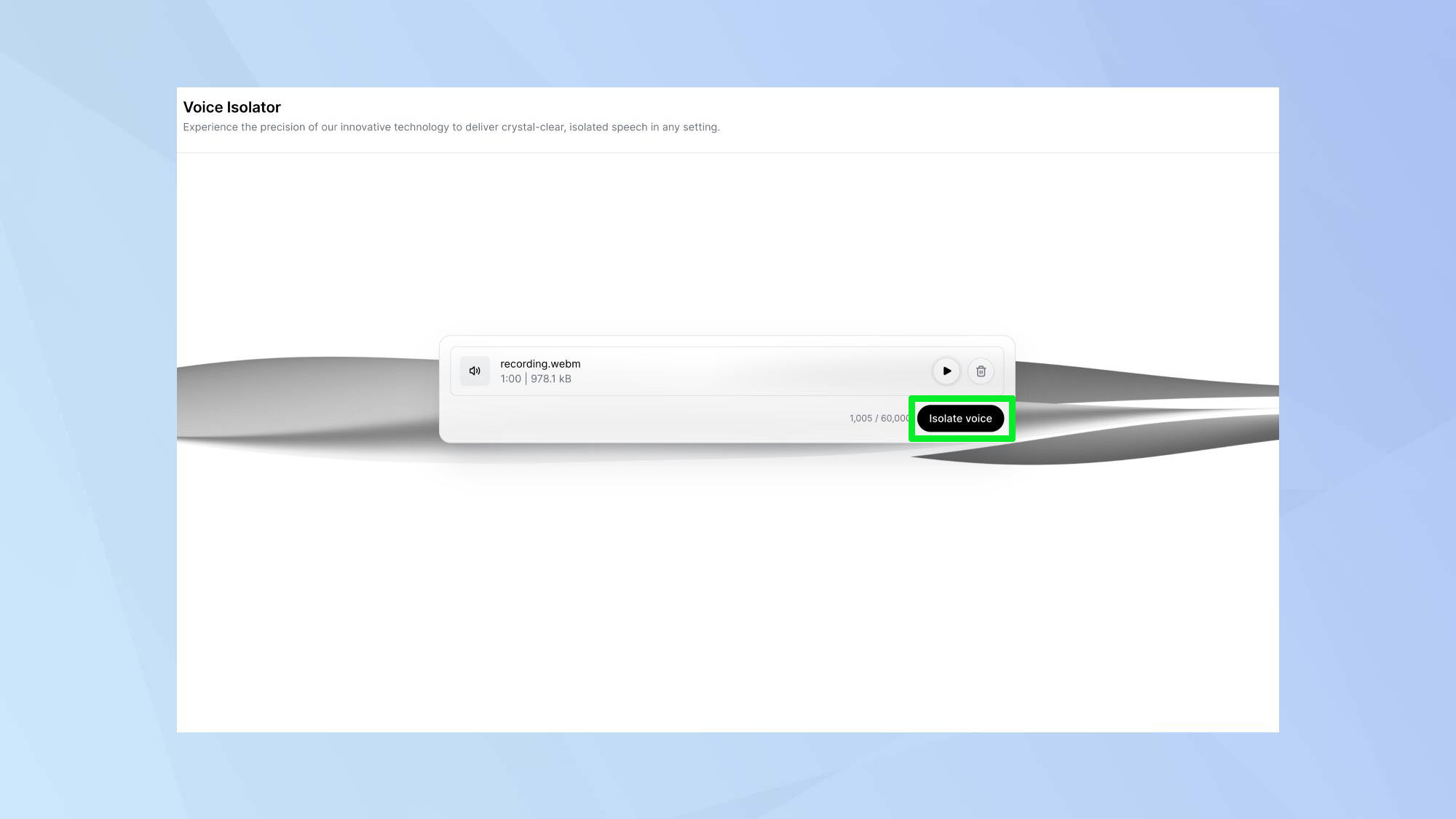 ElevenLabs Isolate voice