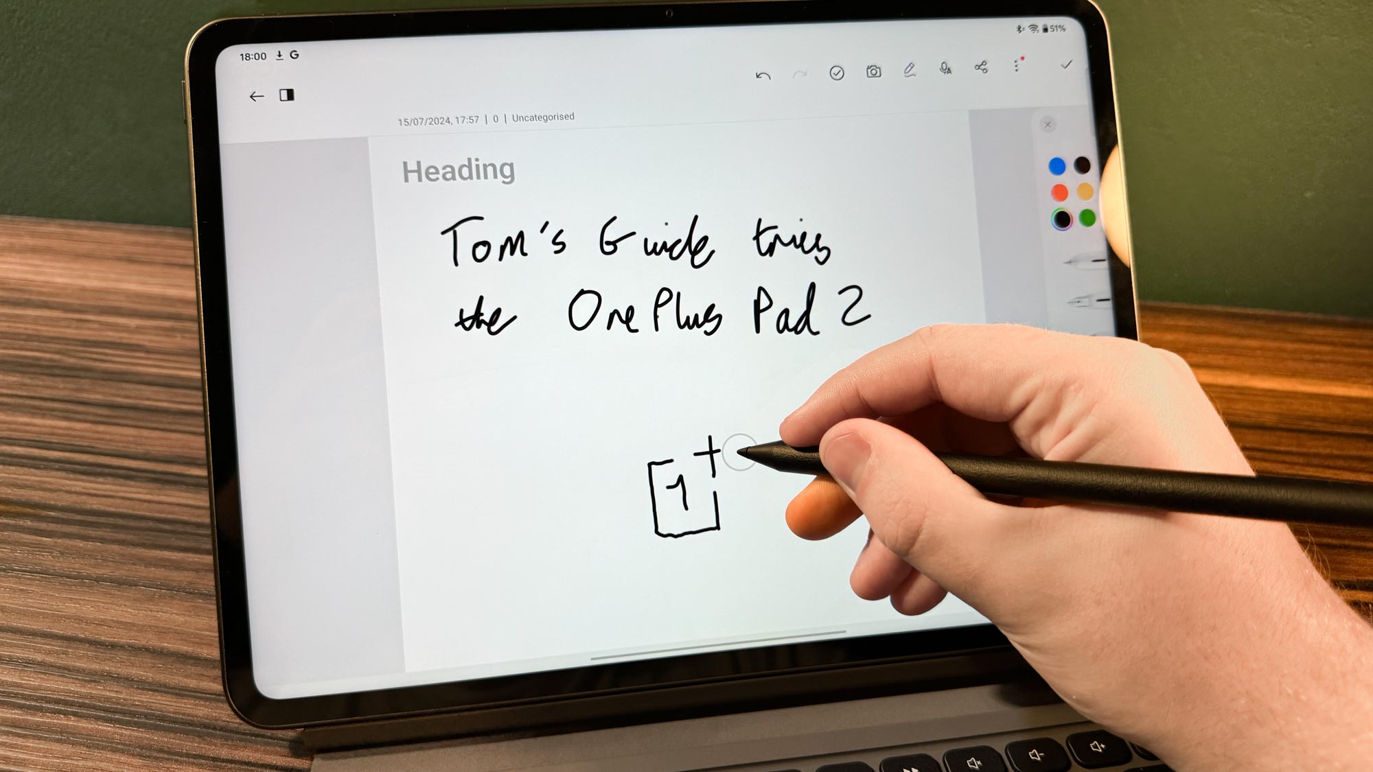 OnePlus Pad 2 רושם הערות עם Stylo 2