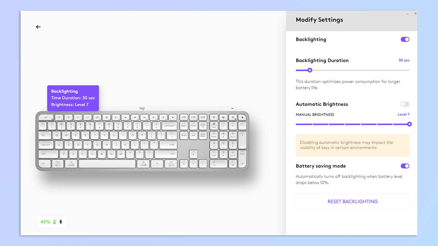 צילום מסך של Logi Options+ נפתח במחשב נייד של Windows 11