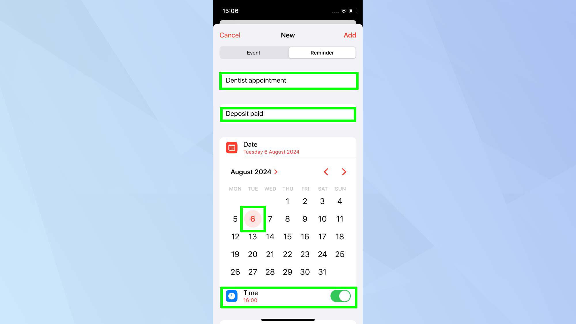 אפליקציית לוח השנה של iOS 18 הגדירה תזכורת