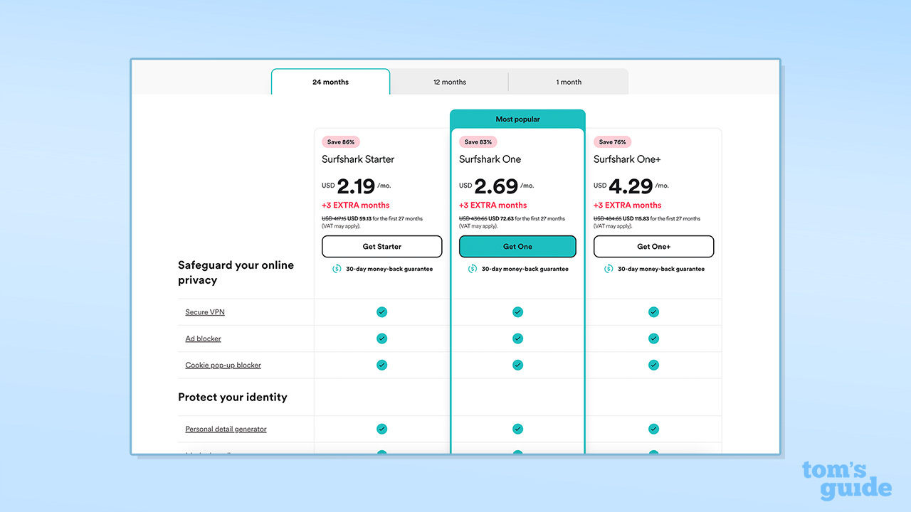 תמחור Surfshark