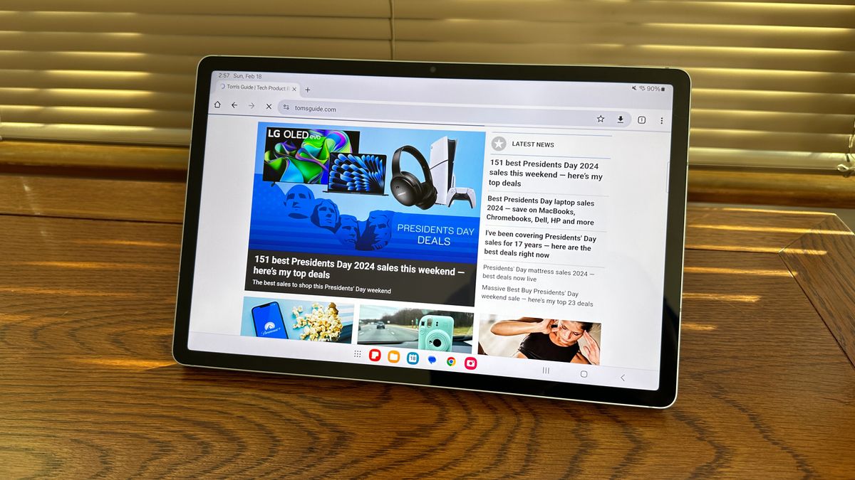 Samsung Galaxy Tab S9 FE Plus review unit on desk