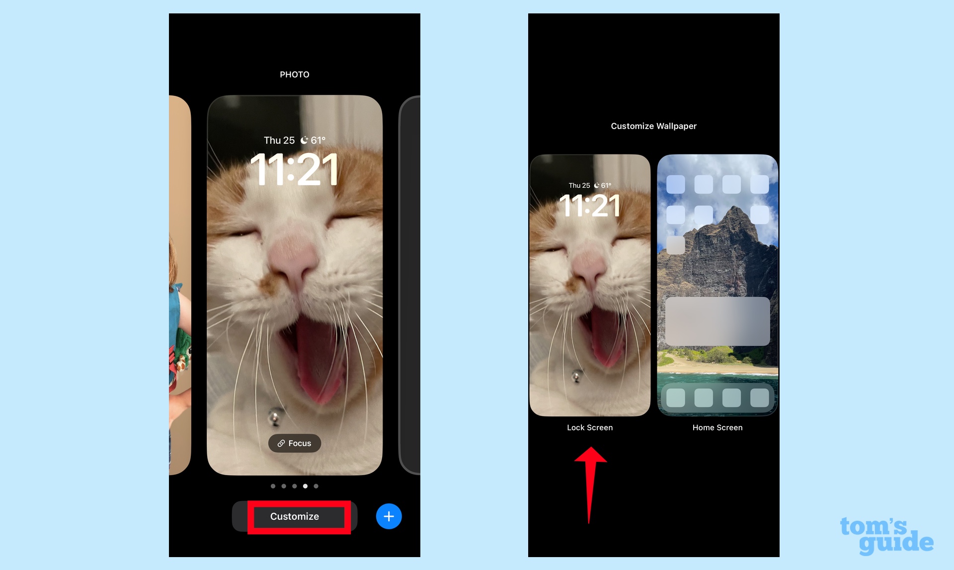בחירת מסך נעילה לעריכה