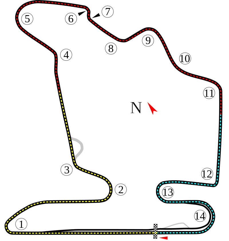 מפה של מסלול ה-Hungaroring F1 הממוקם 20 ק